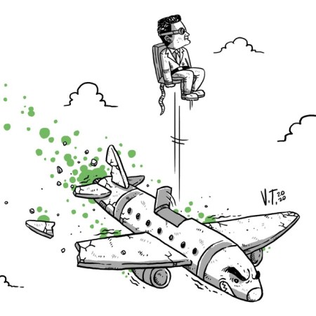 Sérgio Moro ejetado de um avião